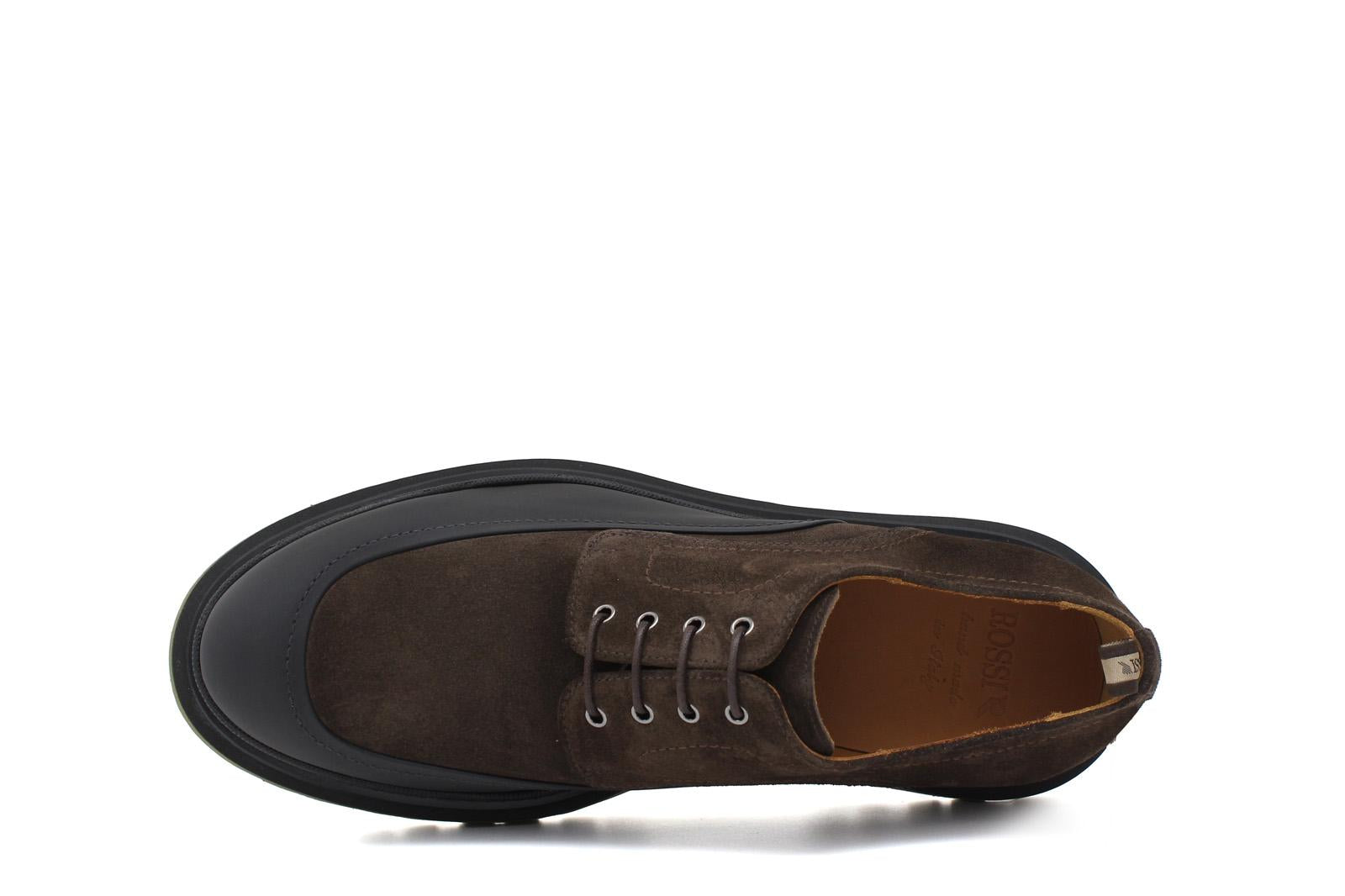 Derby  in camoscio ingrassato testa di moro, riporto in caucciù con fondo in gomma leggera 412HSQ 1046 ROSSI 