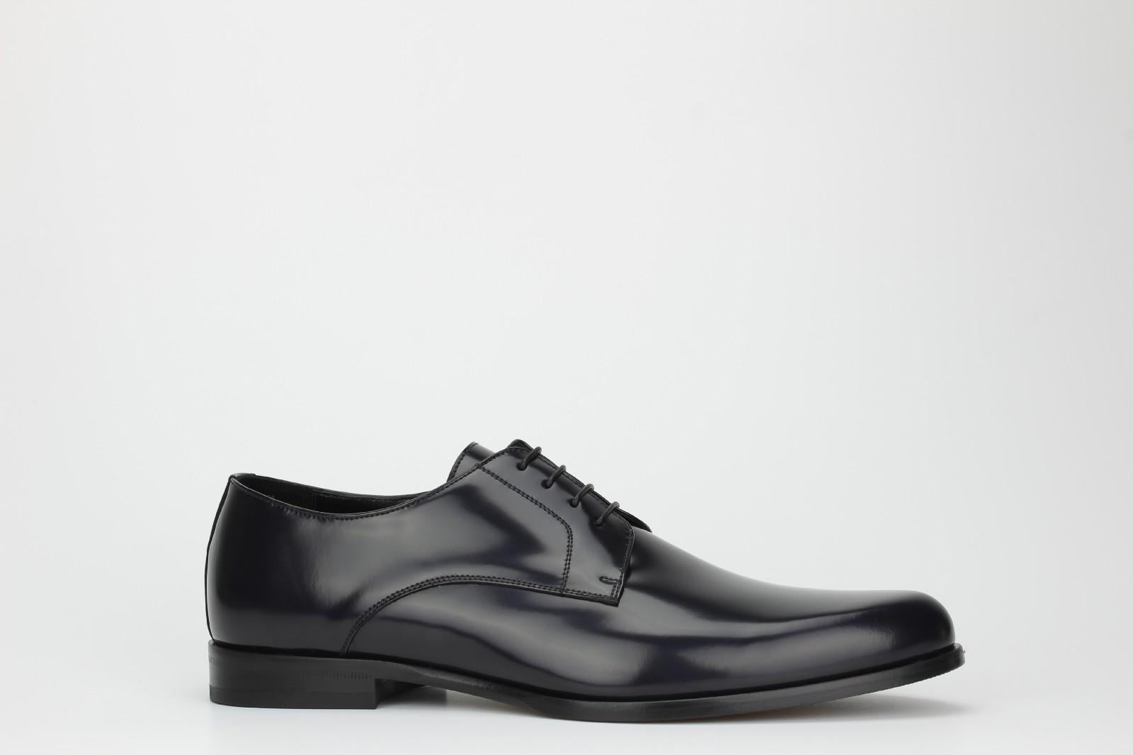 Derby in vitello spazzolato nero con fondo in cuoio 4717TITBLU 77 ROSSI 
