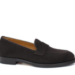 Mocassino donna con bandina in camoscio rasato testi di moro e fondo in cuoio 1/2 gomma D205CRIMOG 25 ROSSI 