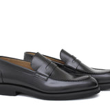 Mocassino sfoderato in vitello spazzolato nero con fondo in gomma leggera 6651GCHENER 122 ROSSI 