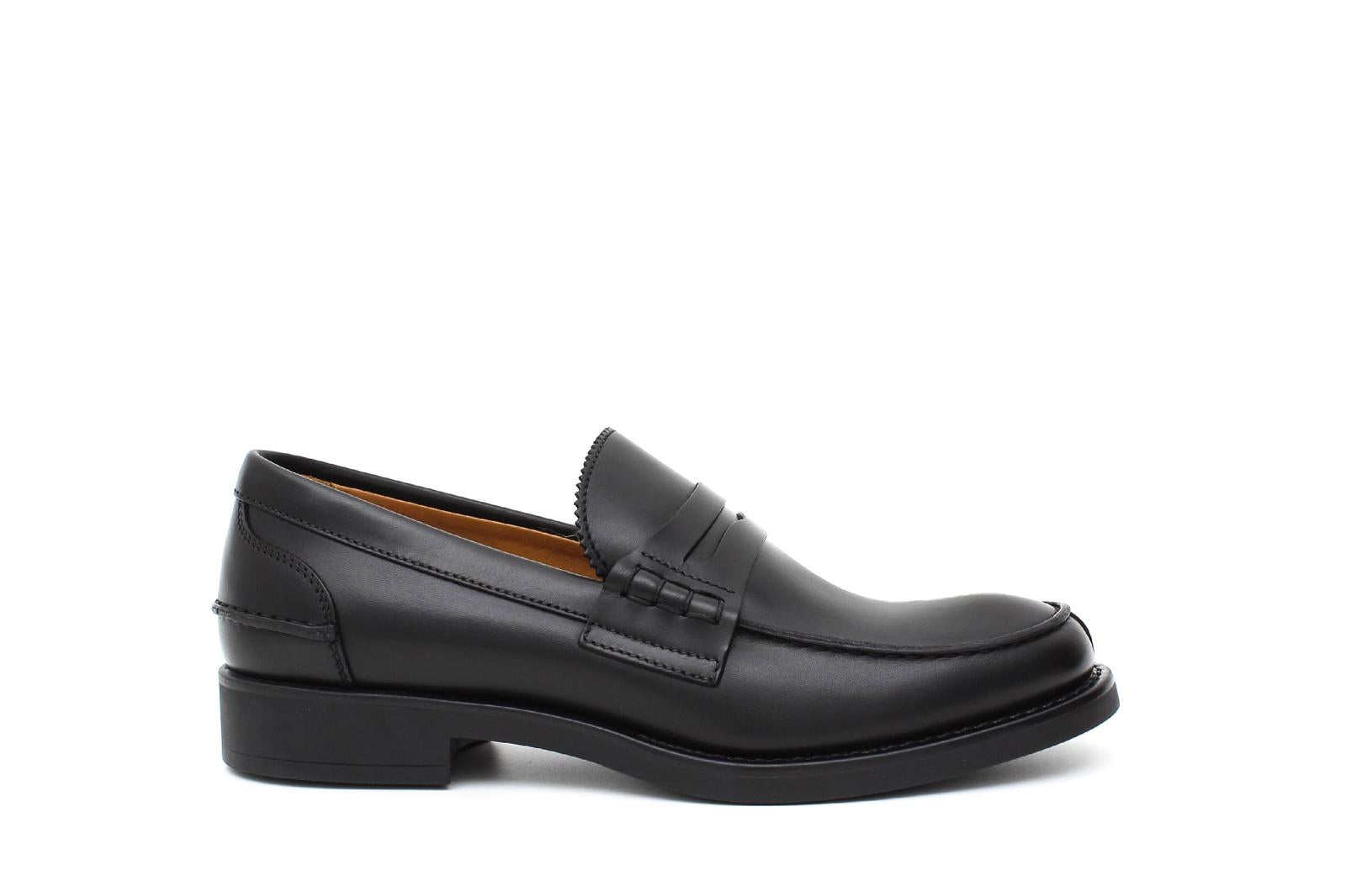 Mocassino College stile inglese in vitello naturale nero fondo gomma 5316GSENE 307 ROSSI 
