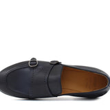 Doppia fibbia a sacchetto intero in vitello naturale blu sfumato e fondo in cuoio antiscivolo cucito blake 267DIXBLU 631 ROSSI 