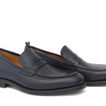 Mocassino in vitello naturale colore blu sfumato con fondo in gomma cucito 1062DIXB 4 ROSSI 
