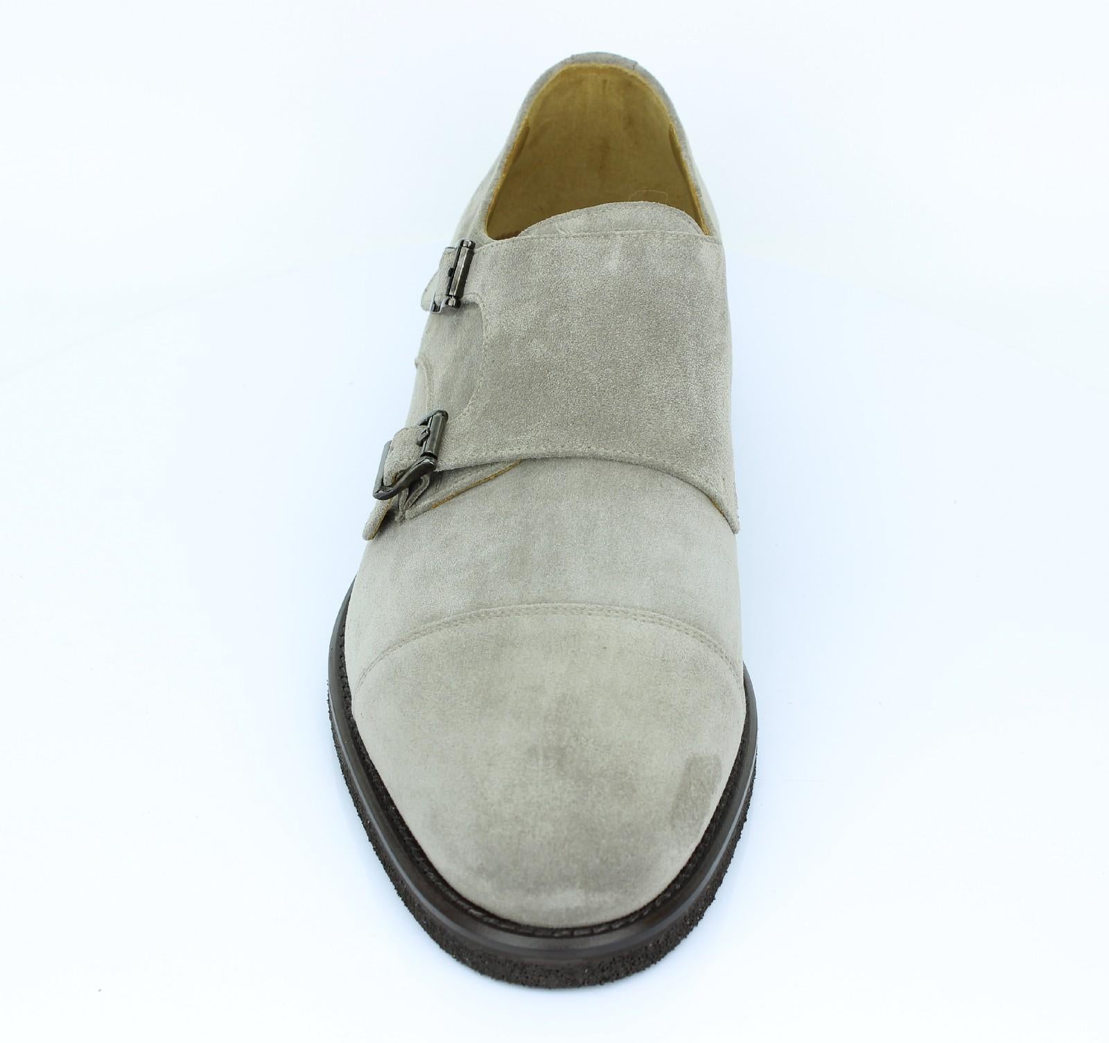 Doppia fibbia in camoscio taupe chiaro con fondo in gomma porosa leggera cucita 7728CFLOTAU 2 ROSSI 