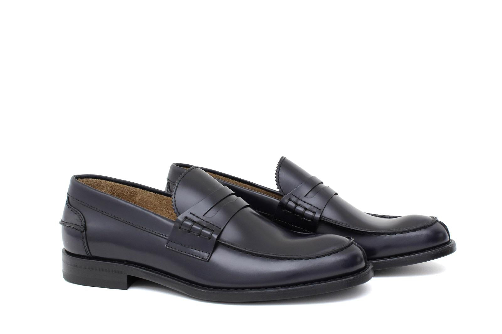 College stile inglese in vitello spazzolato blu con fondo cuoio cucito blake 5940CALBL 214 ROSSI 
