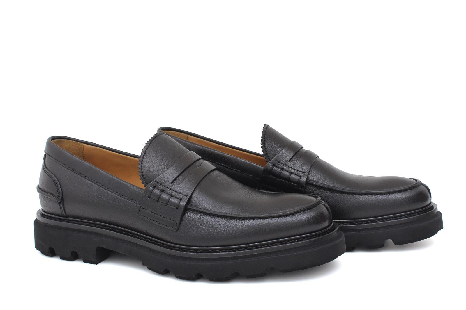 Mocassino College  in bufalo  nero e fondo in gomma leggera 5316RBUFN 416 ROSSI 