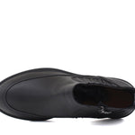 Stivaletto con zip interna ed elastico esterno in vitello liscio e bottalato nero con fondo gomma 855PZPN 426 ROSSI 