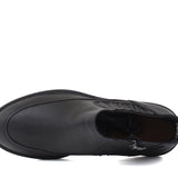 Stivaletto con zip interna ed elastico esterno in vitello liscio e bottalato nero con fondo gomma 855PZPN 426 ROSSI 