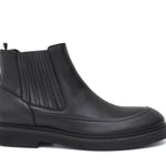 Stivaletto con zip interna ed elastico esterno in vitello liscio e bottalato nero con fondo gomma 855PZPN 426 ROSSI 