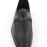 Mocassino traforato in nappa color blu e fondo cuoio antiscivolo cucito blake 5901NATBLU 617 ROSSI 