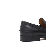 Mocassino College con nappine stile inglese in vitello spazzolato nero e fondo in cuoio 1/2 gomma 8140CNE 393 ROSSI 