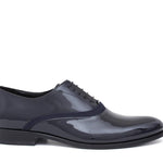 Francesina in vernice blu con riporto in raso con fondo cuoio 8618VBLU 956 ROSSI 