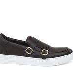 Slip on doppia fibbia in vitello testa di moro  con fondo in gomma leggera 803SAPTM 962 ROSSI 