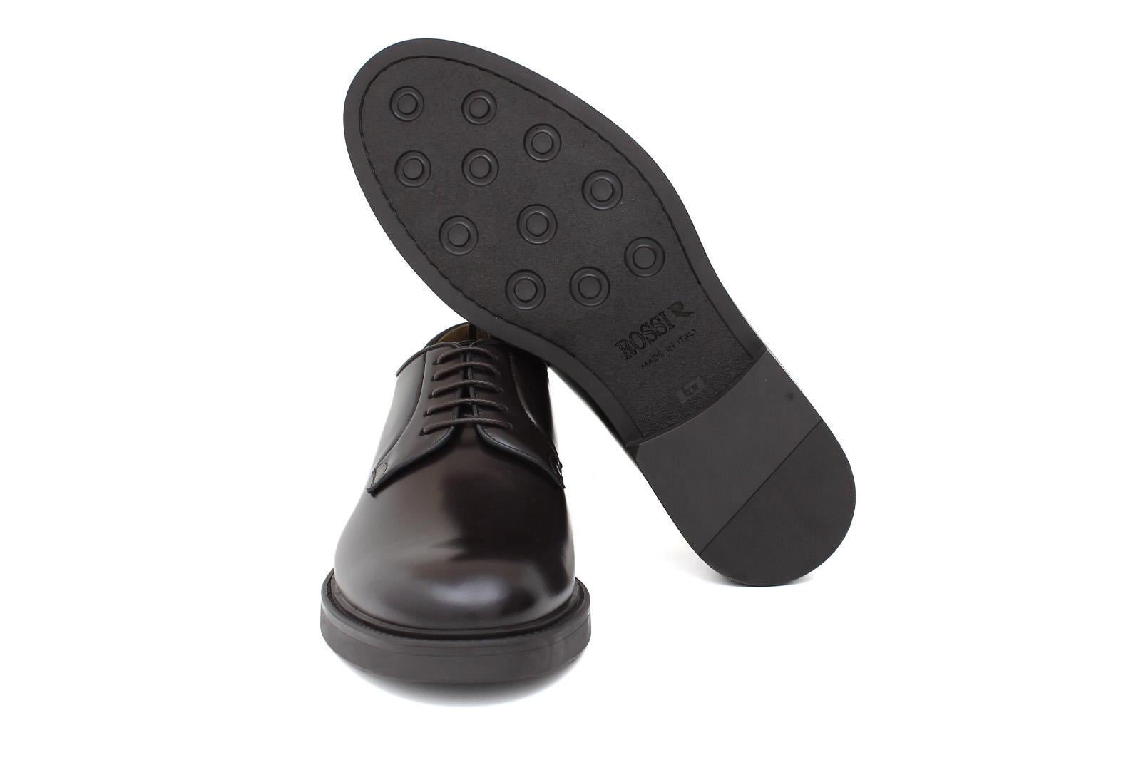 Derby liscio in vitello spazzolato testa di moro con fondo in gomma 403RCALTM 1037 ROSSI 