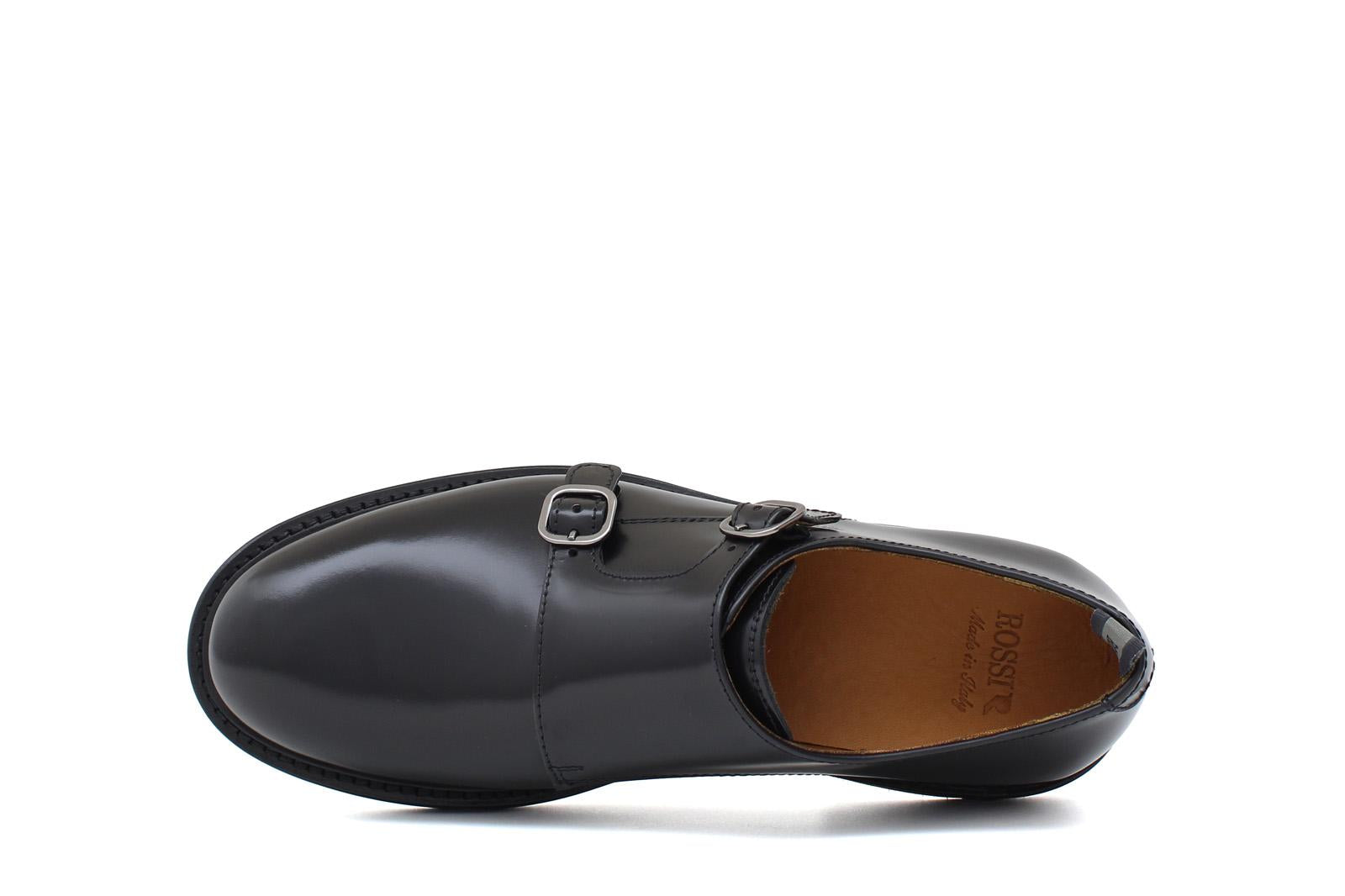 Monkstrap donna in vitello spazzolato nero con fondo in gomma leggera D219GCNE 14 ROSSI 