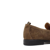 Mocassino in camoscio marrone con fondo in gomma cucita 9612GTF 371 ROSSI 