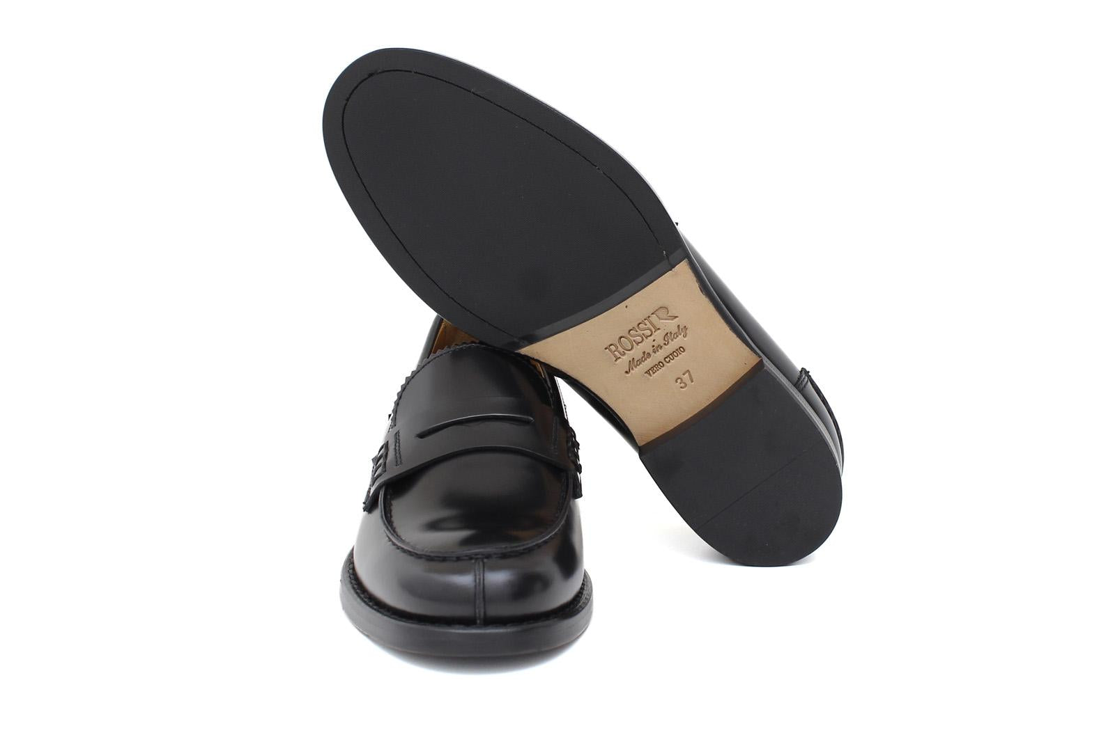 College donna stile inglese in vitello spazzolato nero  con fondo cuoio 1/2 gomma D201CALN 31 ROSSI 