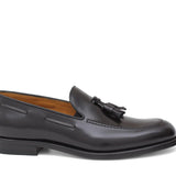 Mocassino sfoderato con mappine in vitello spazzolato t.moro con fondo in cuoio antiscivolo cucito blake 7637CHETM 480 ROSSI 
