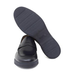 Mocassino in vitello sfoderato spazzolato blu con fondo gomma leggera 1076CBLU 72 ROSSI 