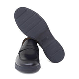 Mocassino in vitello sfoderato spazzolato blu con fondo gomma leggera 1076CBLU 72 ROSSI 