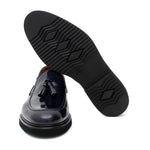 Mocassino con mappine in vitello spazzolato blu e fondo in gomma leggera 5853CALBLU 266 ROSSI 