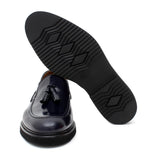 Mocassino con mappine in vitello spazzolato blu e fondo in gomma leggera 5853CALBLU 266 ROSSI 