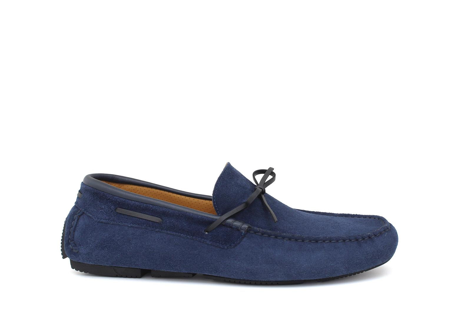 Drive in camoscio navy con riporti in pelle e fondo in gomma con inserti 6090FOLTRE 172 ROSSI 