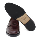 Mocassino donna con bandina in vitello spazzolato prugna e fondo in cuoio 1/2 gomma D205CPBOR 27 ROSSI 