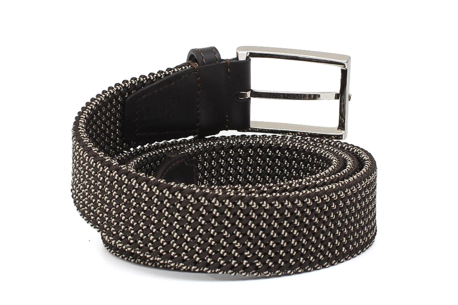 Cinta h 35 in intreccio elasticizzato bicolore marrone/taupe  con fibbia in nichel satinato F0477NKSTME 6 ROSSI 