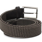 Cinta h 35 in intreccio elasticizzato bicolore marrone/taupe  con fibbia in nichel satinato F0477NKSTME 6 ROSSI 
