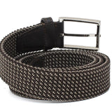 Cinta h 35 in intreccio elasticizzato bicolore marrone/taupe  con fibbia in nichel satinato F0477NKSTME 6 ROSSI 
