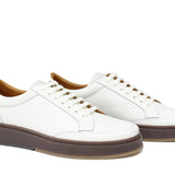 Sneaker in vitello bottalato crema  con fondo in gomma tricolore 643LGVBCRE 94 ROSSI 