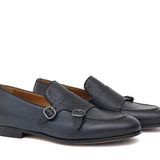 Doppia fibbia a sacchetto intero in vitello chicco di riso navy e fondo in cuoio antiscivolo cucito blake 267CARNAV 278 ROSSI 