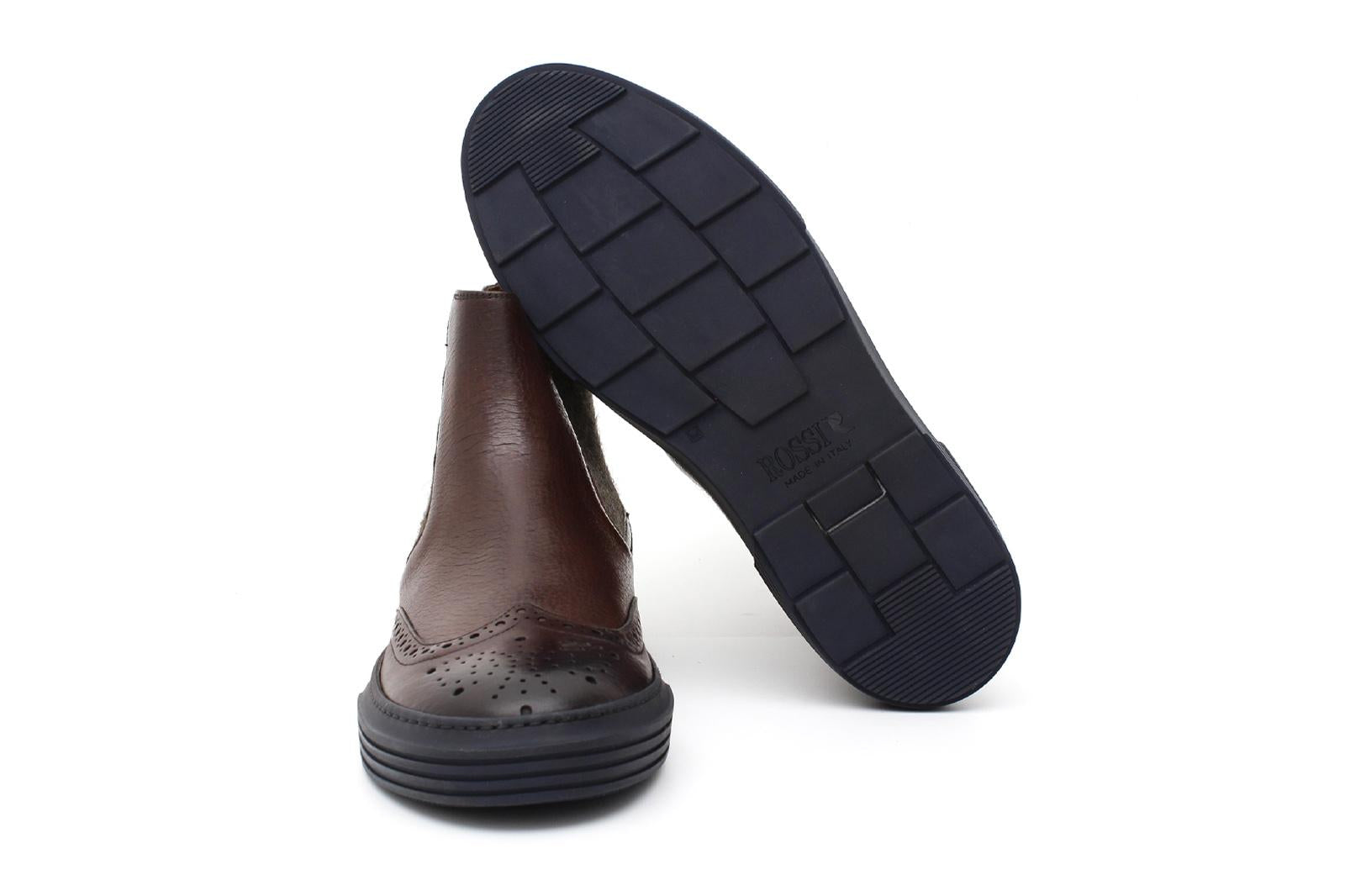 Stivaletto modello beatles stile inglese in cervo vegetale marrone con fondo gomma blu 9198PCEMAR 61 ROSSI 