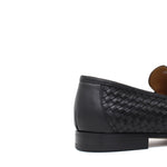 Mocassino intrecciato nero,  lavorazione sacchetto con fondo cuoio con inserti antiscivolo 1049VCNE 57 ROSSI 