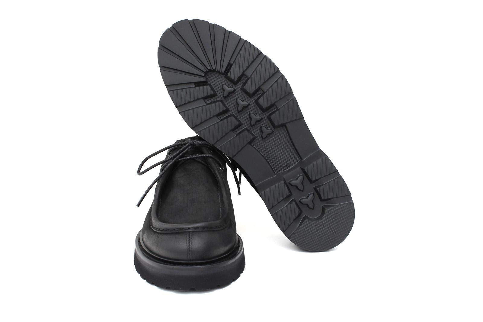 Stringata modello ingegnere in vitello nabuk nero e fondo in gomma leggero 1252REN 1087 ROSSI 