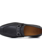 Mocassino con accessorio in vitello a pieno fiore color nero con fondo in cuoio antiscivolo 1556DIXN 94 ROSSI 
