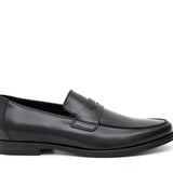 Mocassino con mascherina in vitello spazzolato nero  e fondo in cuoio 6834TNCUO 203 ROSSI 