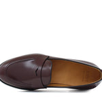 Mocassino donna con bandina in vitello spazzolato prugna e fondo in cuoio 1/2 gomma D205CPBOR 27 ROSSI 