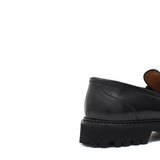 Mocassino College bordato in vitello spazzolato nero e fondo in gomma leggera 403MCNE 280 ROSSI 