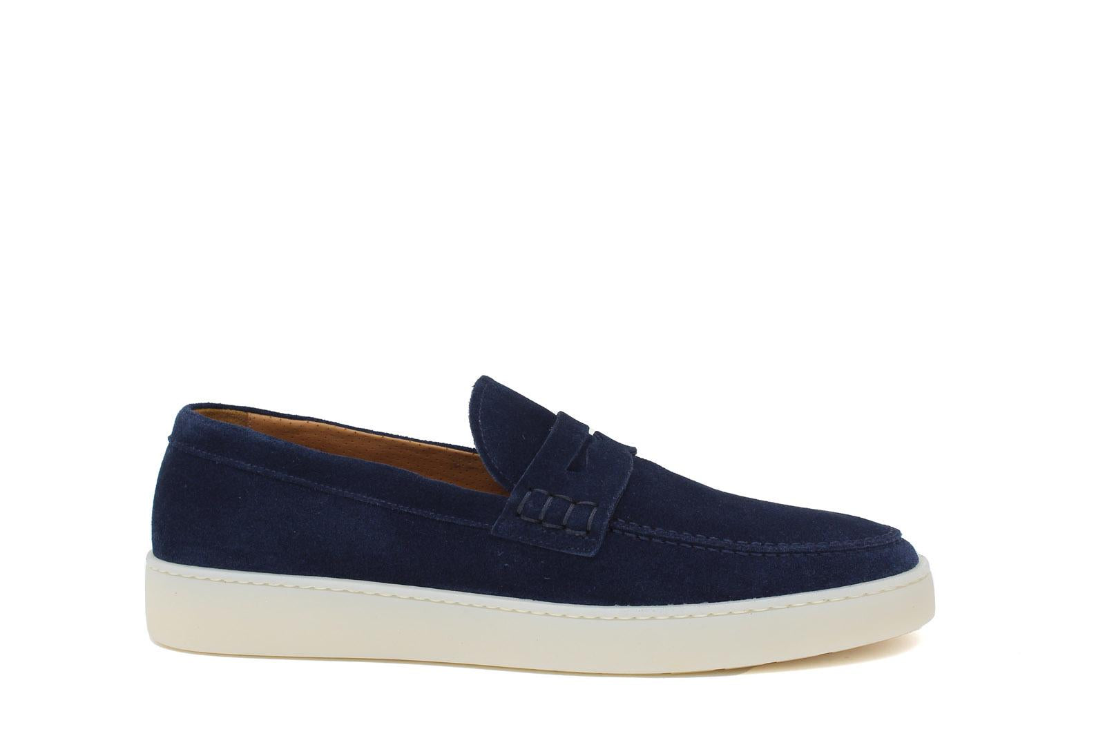 Slip-on in camoscio navy con fondo in gomma cucito 645FLOOLT 1132 ROSSI 