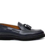 Mocassino con mappine in vitello spazzolato blu e fondo in gomma leggera 5853CALBLU 266 ROSSI 