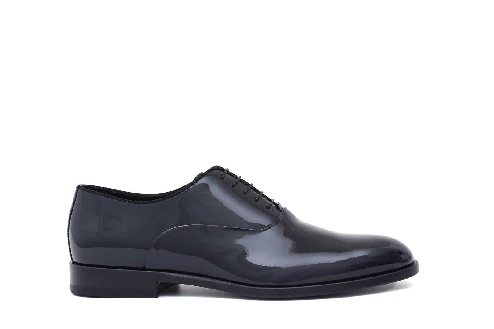 Francesina  in vernice blu  con  fondo in cuoio 607VBLU 987 ROSSI 