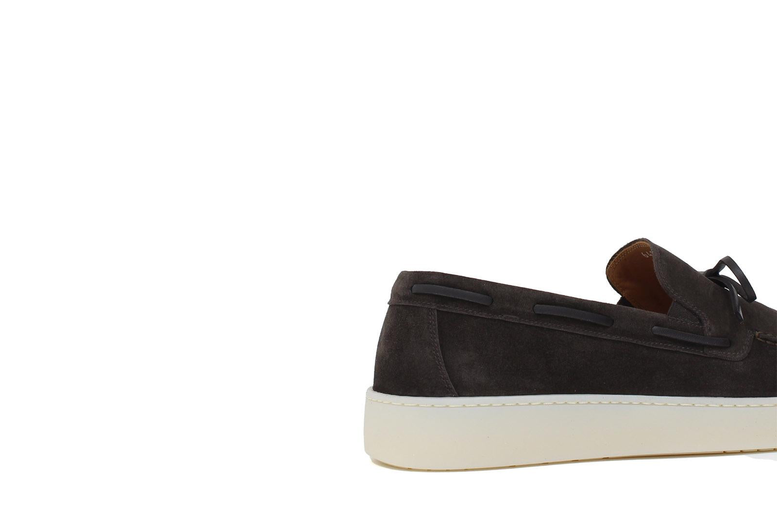 Slip-on con laccio in pelle  in camoscio marrone e fondo in gomma cucito 649FLOC 1133 ROSSI 