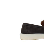 Slip-on con laccio in pelle  in camoscio marrone e fondo in gomma cucito 649FLOC 1133 ROSSI 