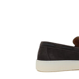 Slip-on con laccio in pelle  in camoscio marrone e fondo in gomma cucito 649FLOC 1133 ROSSI 