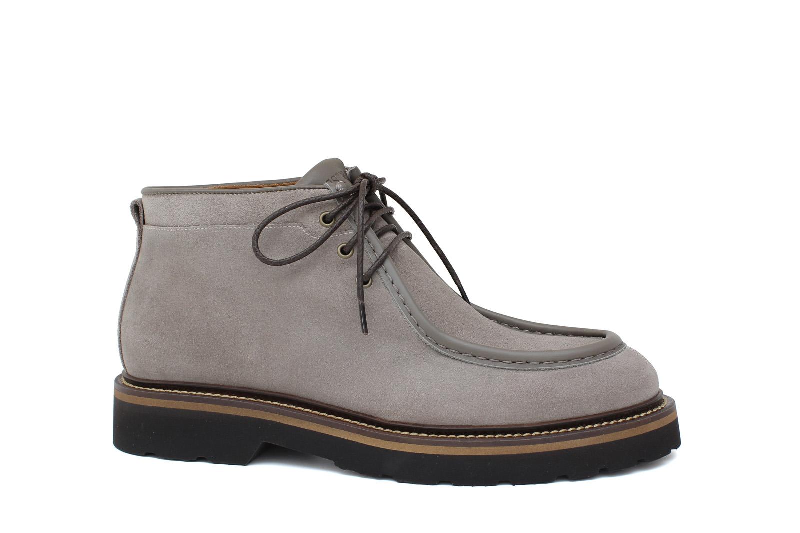 Polacchino stringato modello ingegnere in camoscio e profili in pelle color roccia con fondo in gomma leggera 1253PCHSC 120 ROSSI 