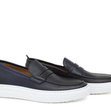 Slip on in vitello naturale blu sfumato con fondo in gomma leggera 9688DIXBLU 212  UN ROSSI 