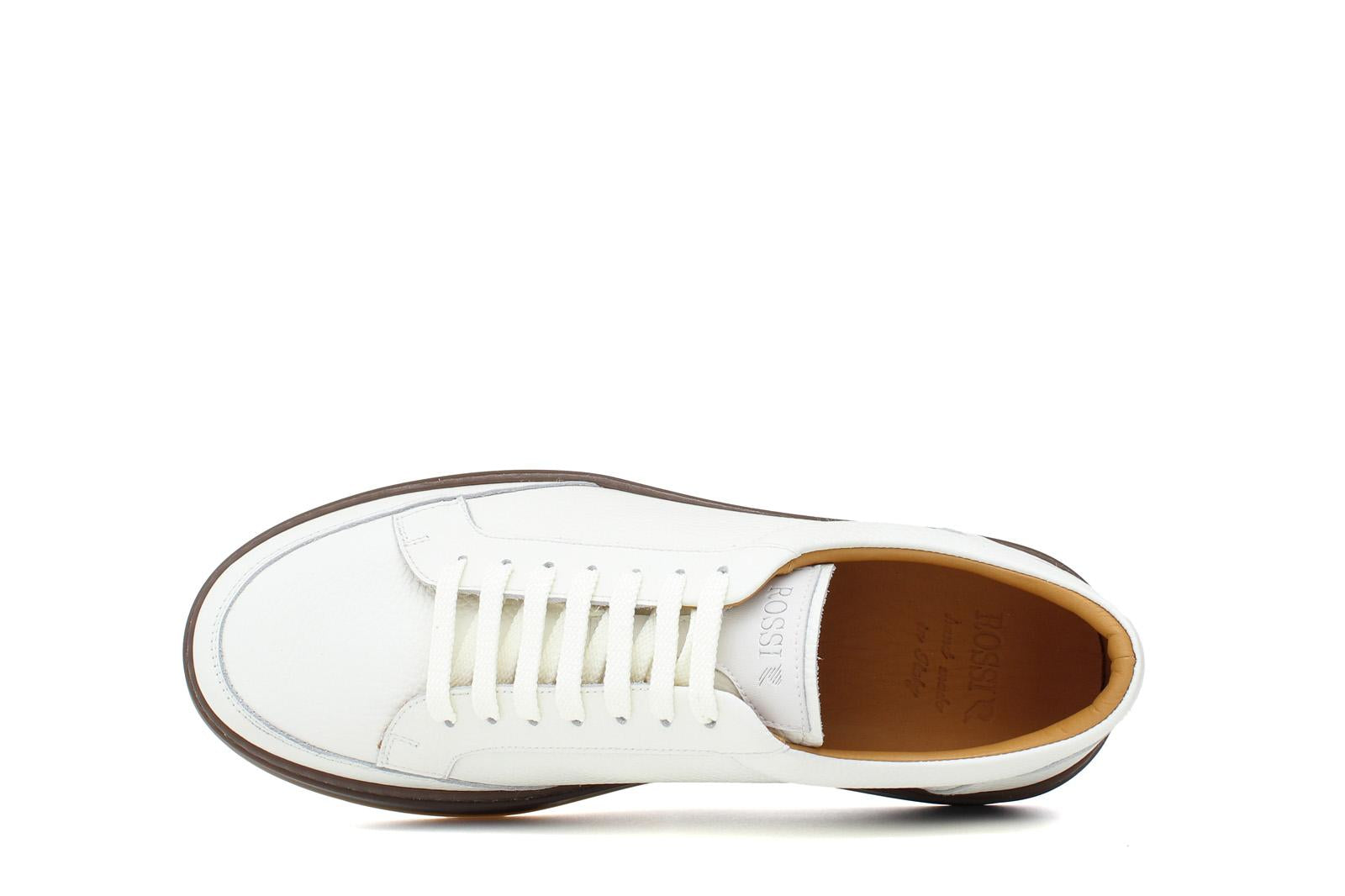 Sneaker in vitello bottalato crema  con fondo in gomma tricolore 643LGVBCRE 94 ROSSI 