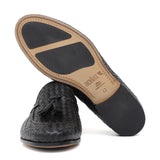Mocassino a sacchetto intero intrecciato nel colore nero con fondo cuoio antiscivolo 265VITCNE 191 ROSSI 
